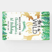 Wild One Dinosaur Boys 1st Birthday Welkom Spandoek (Horizontaal)