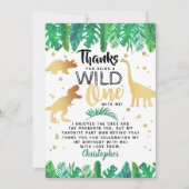 Wild One Dinosaur Boys First Birthday Bedankkaart (Voorkant)