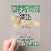 Wild One Dinosaur Girls 1ste verjaardag Acryl Uitnodigingen (Insitu (Draagbaar))