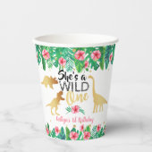 Wild One Dinosaur Girls 1ste verjaardag Papieren Bekers (Voorkant)