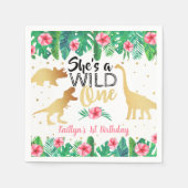 Wild One Dinosaur Girls 1ste verjaardag Servet (Voorkant)