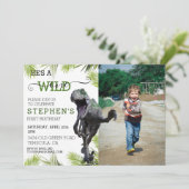 Wild One Dinosaur Jurassic Foto Raptor Birthday Kaart (Staand voorkant)