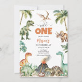 Wild One Dinosaur Kids 1st Birthday Invitatio Kaart (Voorkant)
