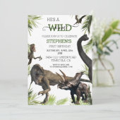 Wild One Dinosaur Tyrannosaurus Raptor Birthday Kaart (Staand voorkant)