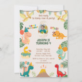 Wild One Dinosaur verjaardagsuitnodiging | bewerkb Kaart (Voorkant)