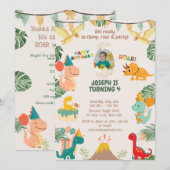 Wild One Dinosaur verjaardagsuitnodiging | bewerkb Kaart (Voorkant / Achterkant)