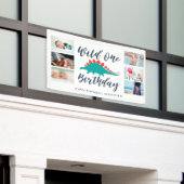 Wild One Dinosaurus Fotocollage Verjaardagsfeest Spandoek (Buitenkant Gebouw)