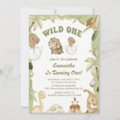 Wild One Dinosaurus Jongen 1e Eerste Verjaardag Kaart (Voorkant)