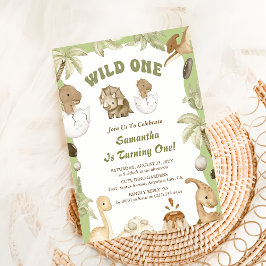 Wild One Dinosaurus Jongen 1e Eerste Verjaardag Kaart