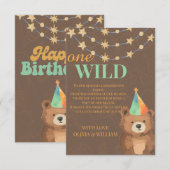 Wild One: Doe mee voor een brullende 1e verjaardag Bedankkaart (Voorkant / Achterkant)