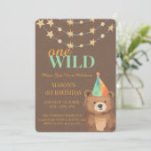 Wild One: Doe mee voor een brullende 1e verjaardag Kaart (Staand voorkant)