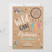 Wild One Dreamcatcher 1e verjaardag Uitnodiging (Voorkant)