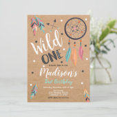 Wild One Dreamcatcher 1e verjaardag Uitnodiging (Staand voorkant)
