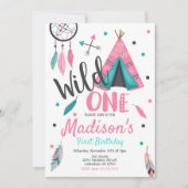 Wild One Dreamweaver Teepee Birthday Invitation Kaart (Voorkant)
