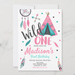 Wild One Dreamweaver Teepee Birthday Invitation Kaart