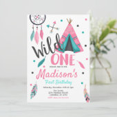 Wild One Dreamweaver Teepee Birthday Invitation Kaart (Staand voorkant)