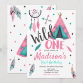 Wild One Dreamweaver Teepee Birthday Invitation Kaart (Voorkant / Achterkant)