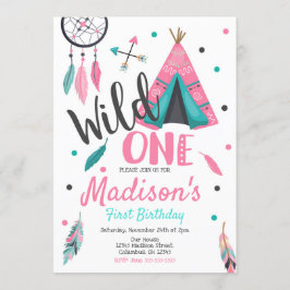 Wild One Dreamweaver Teepee Birthday Invitation Kaart