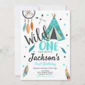 Wild One Dreamweaver Teepee Birthday Invitation Kaart (Voorkant)