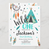 Wild One Dreamweaver Teepee Birthday Invitation Kaart (Voorkant / Achterkant)