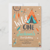 Wild One Dreamweaver Teepee Birthday Invitation Kaart (Voorkant)