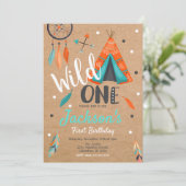 Wild One Dreamweaver Teepee Birthday Invitation Kaart (Staand voorkant)