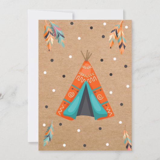 Wild One Dreamweaver Teepee Birthday Invitation Kaart (Achterkant)