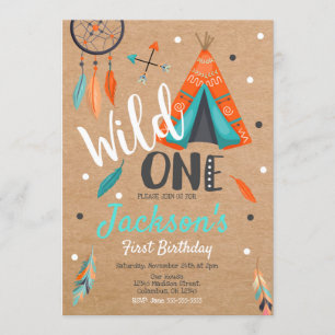 Wild One Dreamweaver Teepee Birthday Invitation Kaart