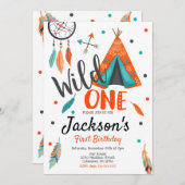 Wild One Dreamweaver Teepee Birthday Invitation Kaart (Voorkant / Achterkant)