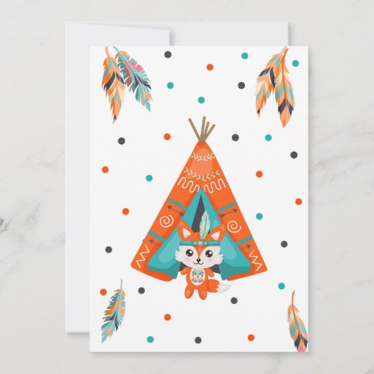 Wild One Dreamweaver Teepee Birthday Invitation Kaart (Achterkant)