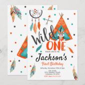 Wild One Dreamweaver Teepee Birthday Invitation Kaart (Voorkant / Achterkant)
