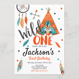Wild One Dreamweaver Teepee Birthday Invitation Kaart