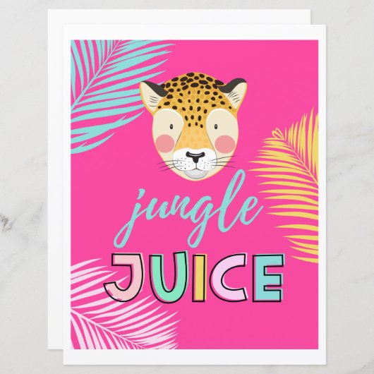 Wild One Drink Sign | Oerwoud Juice Sign | Cheetah (Voorkant / Achterkant)
