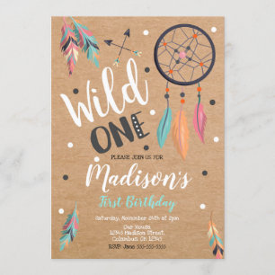 Wild One Drocatcher 1st Birthday Uitnodiging
