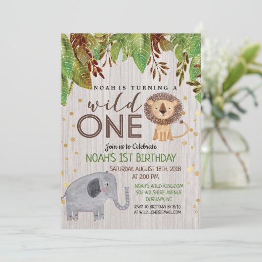 Wild ONE Eerste 1e Verjaardag Uitnodiging Jongen (Staand voorkant)