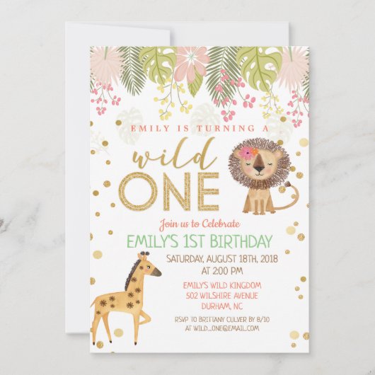 Wild ONE eerste 1e verjaardag uitnodiging meisje (Voorkant)