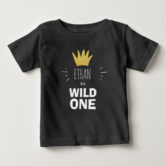 Wild One Eerste verjaardag Crown Zwart Goud T-shir (Voorkant)