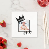 Wild One Eerste Verjaardag Custom Photo Napkins Servet (Insitu)