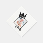 Wild One Eerste Verjaardag Custom Photo Napkins Servet (Hoek)
