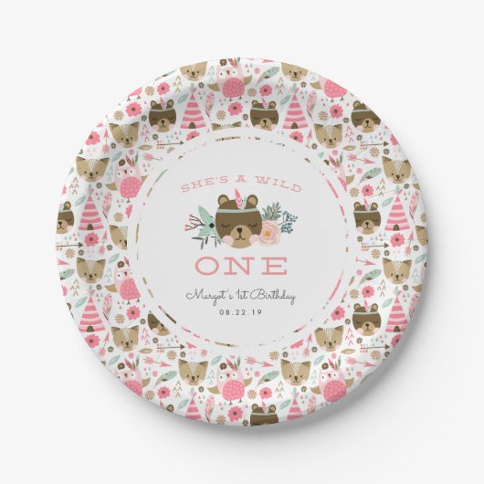 Wild One | Eerste verjaardag Papieren Bordje (Voorkant)