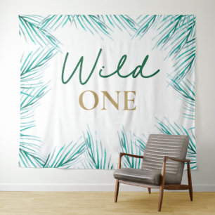Wild One eerste verjaardag verlaat foto achtergron Wandkleed