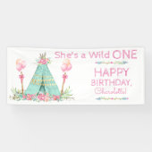 Wild One eerste verjaardagsfeestje Spandoek (Horizontaal)