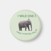 Wild One Elephant Birthday Keepsake Magneet (Voorkant)