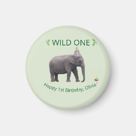 Wild One Elephant Birthday Keepsake Magneet