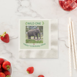 Wild One Elephant Birthday Table Accent  Servet