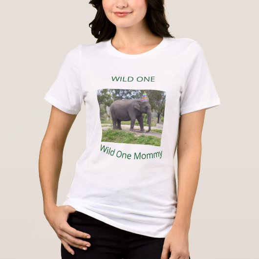 Wild One Elephant Mom Celebration Tri-Blend Shirt (Voorkant)