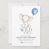 Wild One Elephant Waterverf Boys 1e Verjaardag Kaart (Voorkant)