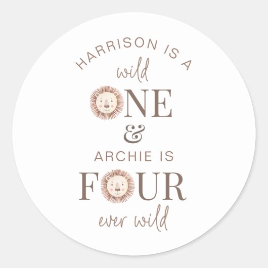 Wild One en Four Ever Wild Gezamenlijke Partij Ronde Sticker (Voorkant)