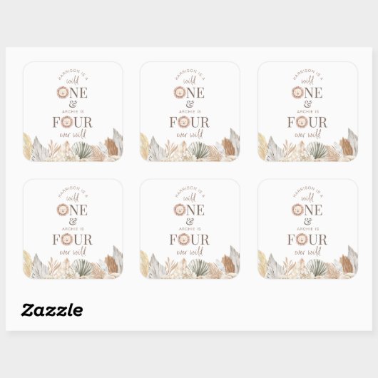 Wild One en Four Ever Wild Gezamenlijke Partij Vierkante Sticker (Vel)