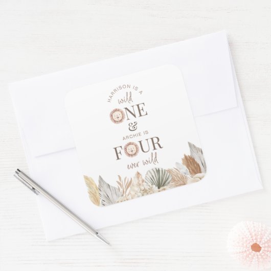 Wild One en Four Ever Wild Gezamenlijke Partij Vierkante Sticker (Envelop)